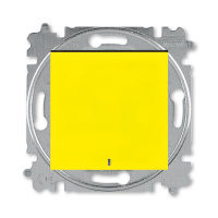 Выключатель одноклавишный с подсветкой жёлтый / дымчатый чёрный ABB Levit