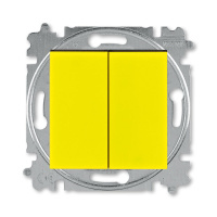 Переключатель двухклавишный жёлтый / дымчатый чёрный ABB Levit