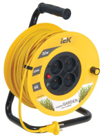 Удлинитель на катушке 2P, 4 розетки, шнур 30м, 10A/230V IEK Garden УК30