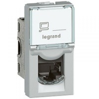 Розетка RJ45 кат. 6a STP 1 модуль алюминий Legrand Mosaic