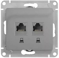 Розетка двойная компьютерная RJ45+RJ45 кат.5E механизм Schneider Electric Glossa Алюминий