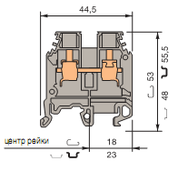 Клемма M10/10 винт 10мм.кв., жёлтая ABB