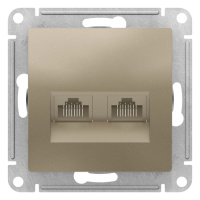 Розетка двойная компьютерная RJ45+RJ45 кат.5E механизм Schneider Electric AtlasDesign Шампань