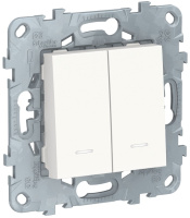 Выключатель 2-клавишный 2 модуля с подсветкой 2 х сх.1A Schneider Electric Unica New Белый