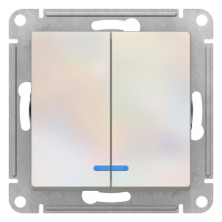 Выключатель 2-клавишный с подсветкой сх.5A 10AX механизм Schneider Electric AtlasDesign Жемчуг