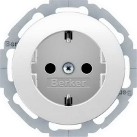 Розетка с заземлением изменяемая до 45С безвинтовой зажим Berker R.classic Полярная белизна глянцевый