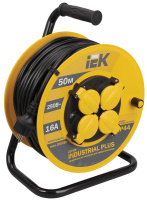 Удлинитель на катушке 2P+РЕ 4 розетки с крышкой шнур 50м 16A/230V IEK Industrial plus УК50