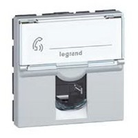 Розетка RJ45 кат. 6A UTP 2 модуля алюминий Legrand Mosaic