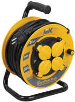 Удлинитель на катушке 2P+РЕ 4 розетки с крышкой шнур 30м 16A/230V IEK Industrial plus УК30