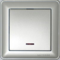 Выключатель 1-клавишный кнопочный (схема 1) с индикацией 16A Wessen 59 Матовый хром