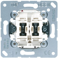 Механизм Выключатель жалюзийный 2-клавишный с подсветкой с N-клеммой с блокировкой 10A Jung