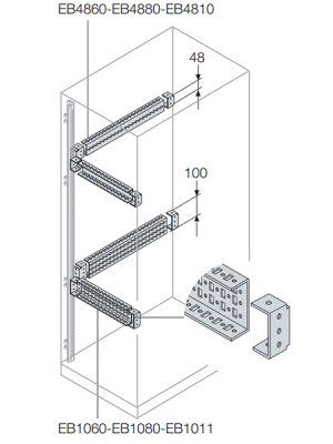 Траверса С-образная для установки аксессуаров и частичных плат 48х600мм ABB IS2 ABB IS2 EB4860