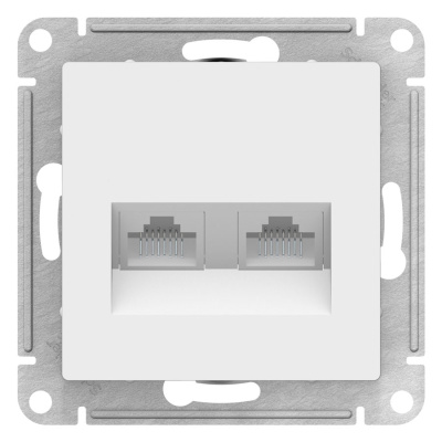 Розетка двойная компьютерная RJ45+RJ45 кат.5E механизм Schneider Electric AtlasDesign Белый Schneider Electric AtlasDesign ATN000185