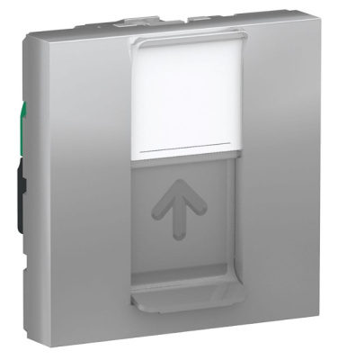 Розетка компьютерная RJ45 одиночная кат. 5е STP 2 модуля Schneider Electric Unica New Modular Алюминий Schneider Electric Unica New Modular NU341330