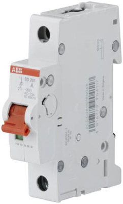 Рубильник модульный 1P 50A с красной ручкой ABB SD201 ABB SD200 2CDD281101R0050