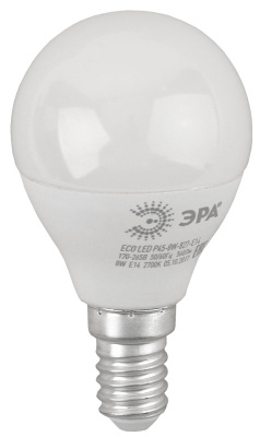 Лампа светодиодная E14 220-240В 8Вт 2700К ЭРА ЭРА Эко ECO LED P45-8W-827-E14