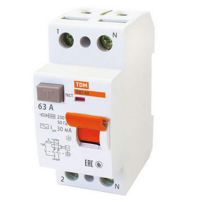 Устройство защитного отключения 2P 63A тип AC 30mA TDM ВД1-63 TDM ELECTRIC  SQ0203-0019