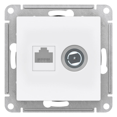 Розетка двойная TV + компьютерная RJ45 кат. 5Е Schneider Electric AtlasDesign Белый Schneider Electric AtlasDesign ATN000189