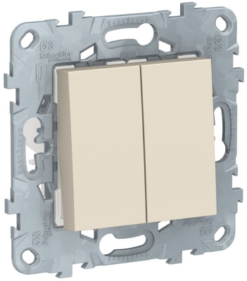 Переключатель 2-клавишный перекрестный 2 x сх.7 10 AX 250В Schneider Electric Unica New Бежевый Schneider Electric Unica New NU521544