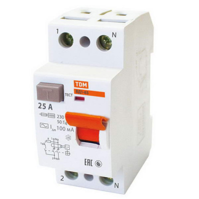 Устройство защитного отключения 2P 25A тип AC 100mA TDM ВД1-63 TDM ELECTRIC  SQ0203-0005