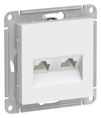 SE AtlasDesign Розетка двойная компьютерная RJ45+RJ45 Лотос кат.5E механизм Schneider Electric AtlasDesign ATN001385