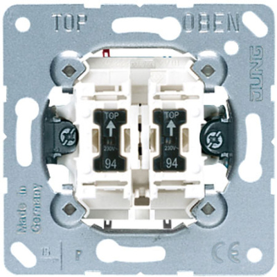 Механизм Выключатель жалюзийный 2-клавишный с подсветкой с N-клеммой с блокировкой 10A Jung Jung Jung Механизмы 505KOVU5