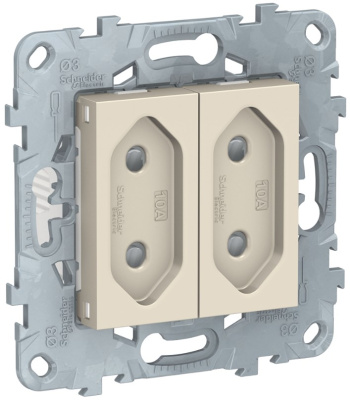 Розетка 2-модульная без заземления со шторками винтовой зажим 10A Schneider Electric Unica New Бежевый Schneider Electric Unica New NU503144