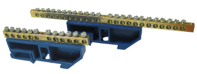Шина "0" 6х9мм 12 отверстий латунь синий изолятор на DIN-рейку EKF PROxima N EKF PROxima sn0-63-12-d