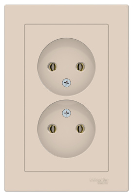 Розетка двойная без заземления16A в сборе Schneider Electric AtlasDesign Бежевый Schneider Electric AtlasDesign ATN000220