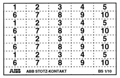 Система маркировки с цифрами 4x1–10 лист 40 наклеек ABB BS 1/10 ABB S200 GHS2001946R0003