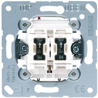 Механизм Выключатель кнопочный 2-клавишный с подсветкой 2НО-контакта 10A Jung Jung Jung Механизмы 535U5