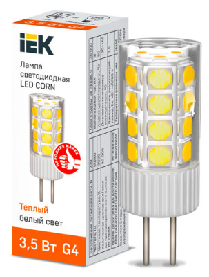 Лампа светодиодная капсульная CORN 3,5Вт 230В 3000К керамика G4 IEK IEK  LLE-CORN-4-230-30-G4