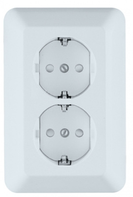 Розетка 2-ая с заземлением с защитными шторками 16A в сборе (опт) Wessen Прима Белый Wessen Wessen Прима RS16-212-B