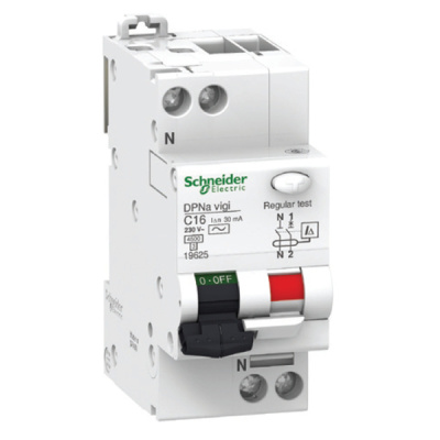 Дифференциальный автомат 1P+N 16A (C) 6kA тип AC 30mA Schneider Electric Acti 9 DPN N Vigi Schneider Electric Acti9 A9N19665