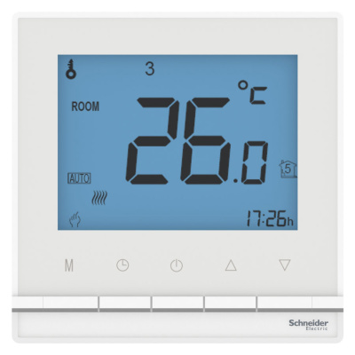 Термостат электронный теплого пола с датчиком от+5 до +35°C 16A в сборе Schneider Electric AtlasDesign Белый Schneider Electric AtlasDesign ATN000138