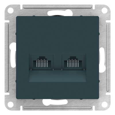 Розетка двойная компьютерная RJ45+RJ45 кат.5E механизм Schneider Electric AtlasDesign Изумруд Schneider Electric AtlasDesign ATN000885