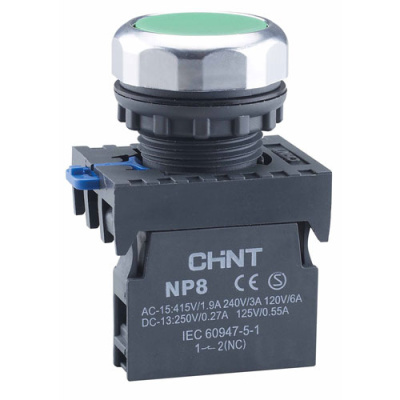 Кнопка управления NP8-10BN/3 без подсветки зеленая 1НО IP65 (R) CHINT CHINT  667232CHINT