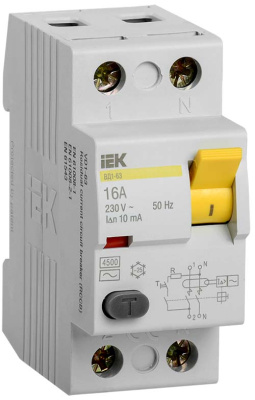 Устройство защитного отключения 2P 16A тип AС 10mA IEK ВД1-63 IEK ВД1-63 MDV10-2-016-010