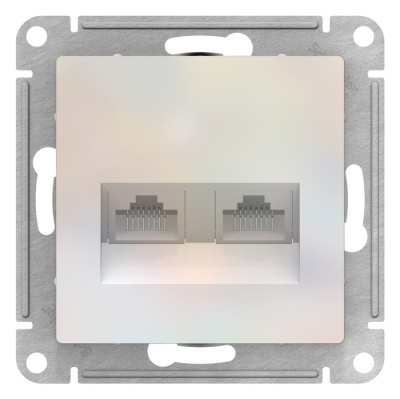 Розетка двойная компьютерная RJ45+RJ45 кат.5E механизм Schneider Electric AtlasDesign Жемчуг Schneider Electric AtlasDesign ATN000485