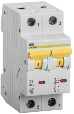 Автоматический выключатель 2Р 4А (С) 6кА IEK ВА47-60M KARAT IEK ВА47-60M KARAT MVA31-2-004-C