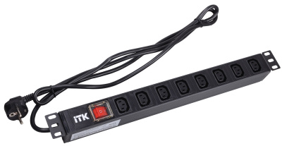 7 розеток C13 с LED выкл 1U шнур 2м вилка нем.ст. ITK PDU ITK  PH12-7C131