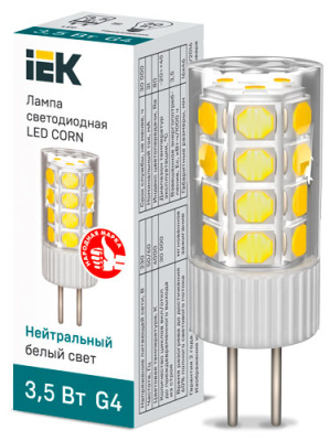 Лампа светодиодная капсульная CORN 3,5Вт 230В 4000К керамика G4 IEK IEK  LLE-CORN-4-230-40-G4