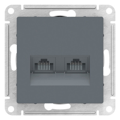 Розетка двойная компьютерная RJ45+RJ45 кат.5E механизм Schneider Electric AtlasDesign Грифель Schneider Electric AtlasDesign ATN000785