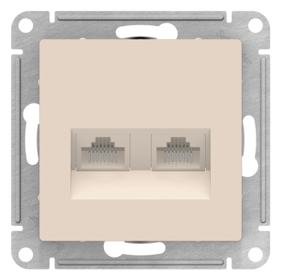 Розетка двойная компьютерная RJ45+RJ45 кат.5E механизм Schneider Electric AtlasDesign Бежевый Schneider Electric AtlasDesign ATN000285