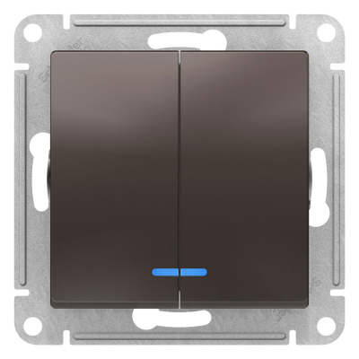 Выключатель 2-клавишный с подсветкой сх.5A 10AX механизм Schneider Electric AtlasDesign Мокко Schneider Electric AtlasDesign ATN000653