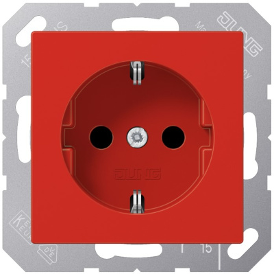 Механизм Розетка с заземлением ударопрочная безвинт.зажим Jung Красный Jung Jung Механизмы A1520BFRT