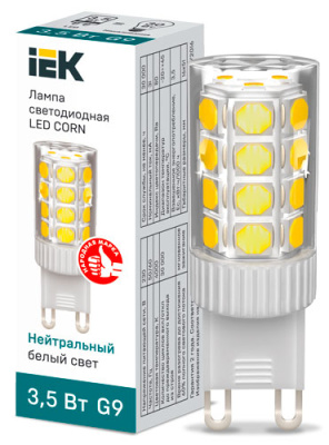 Лампа светодиодная капсульная CORN 3,5Вт 230В 4000К керамика G9 IEK IEK  LLE-CORN-4-230-40-G9