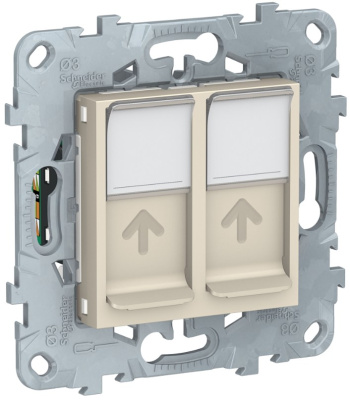 Розетка компьютерная RJ45 двойная кат. 5е UTP Schneider Electric Unica New Бежевый Schneider Electric Unica New NU542044